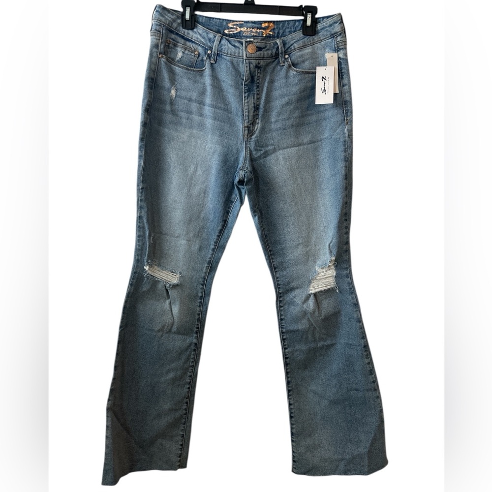 Seven7 Slim Flare Distressed Jeans Women’s Size 12 Boho Revival - Picture 6 of 6
